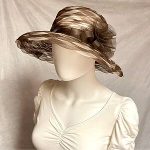 🆕 Hat Brown Sheer Pattern with Bow on side